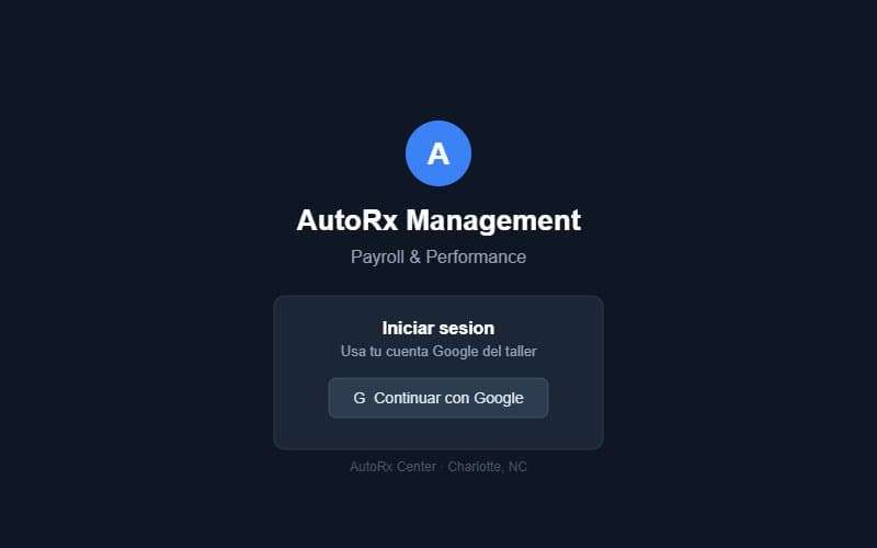 AutoRx Management Portal screenshot